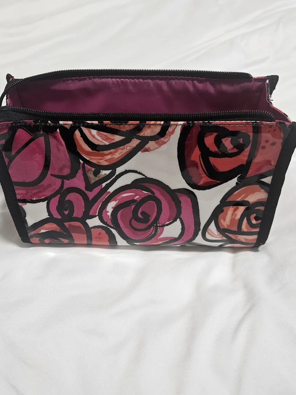 Stephanie Johnson Floral Cosmetic‎ Pouch in Pink, Black and Green